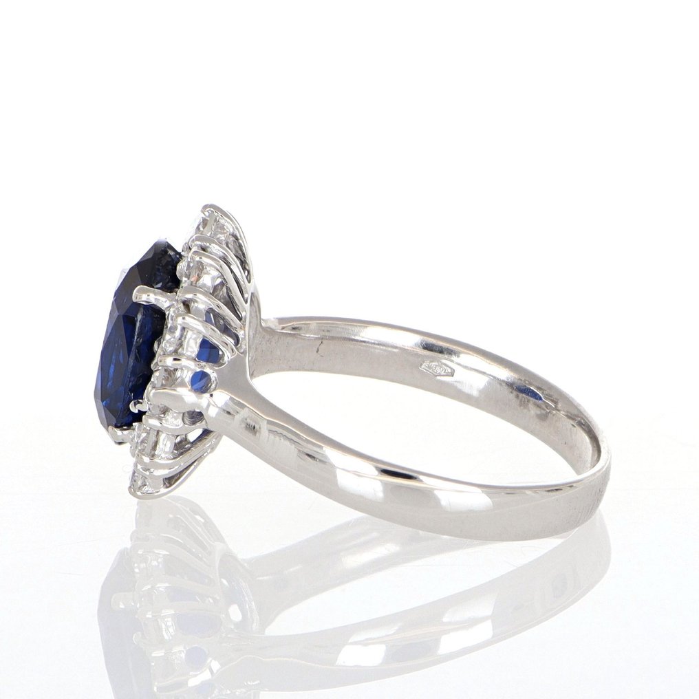 没有保留价 - 戒指 - 18K包金 白金 蓝宝石 - 钻石 #1.0