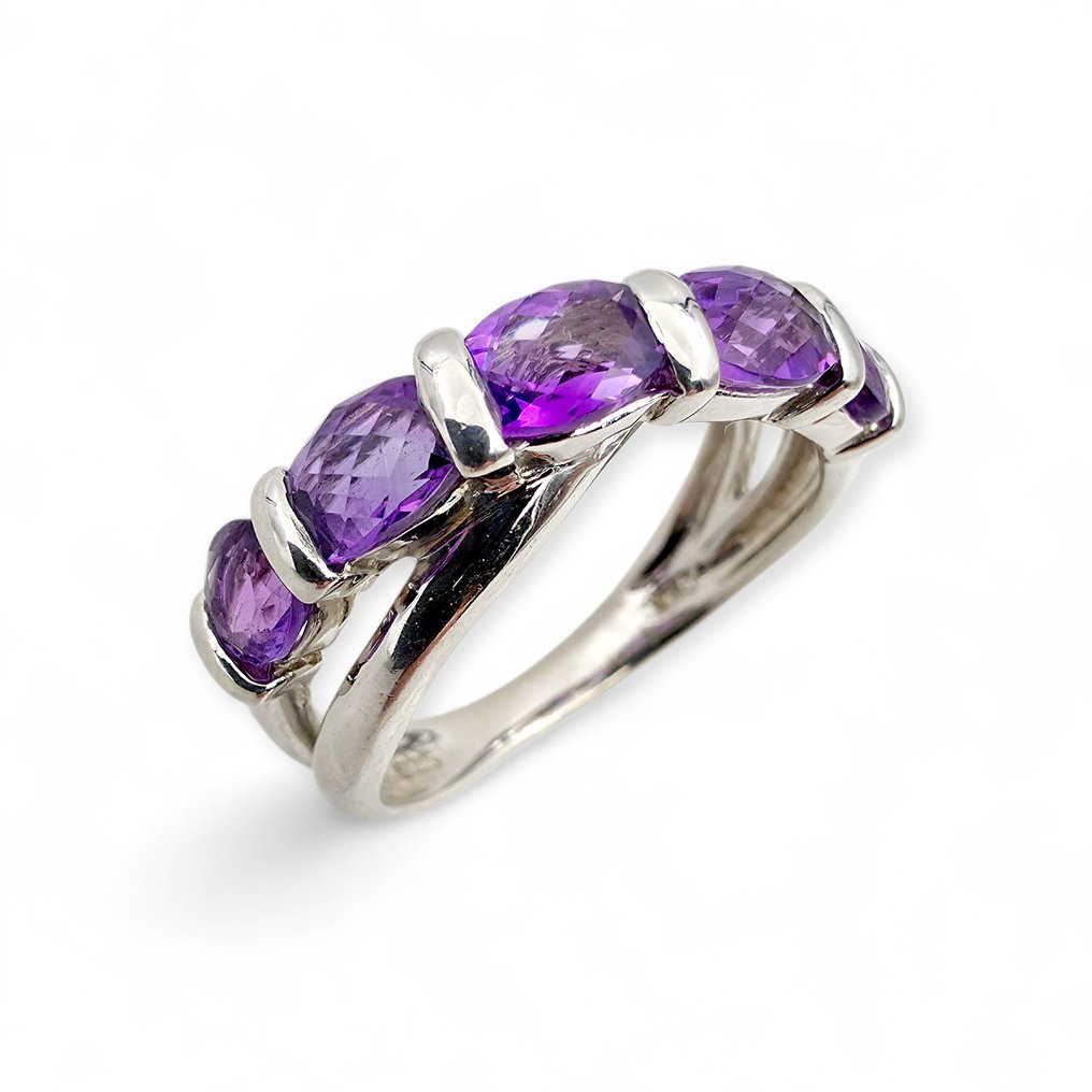 Sem preço de reserva - Anel Prata - Ametista (Certificada) #1.0