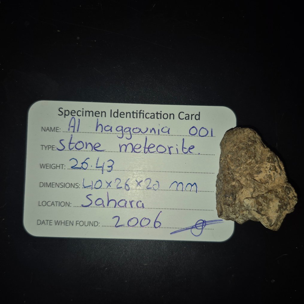 Al Haggounia 001 隕石 Chrondiet陨石 - 支架上 - 高度: 40 mm - 闊度: 26 mm - 26.43 g - (1) #3.2