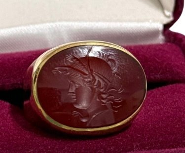 Ring - 18 kt. Yellow gold Carnelian - Alexander The Great #1.0