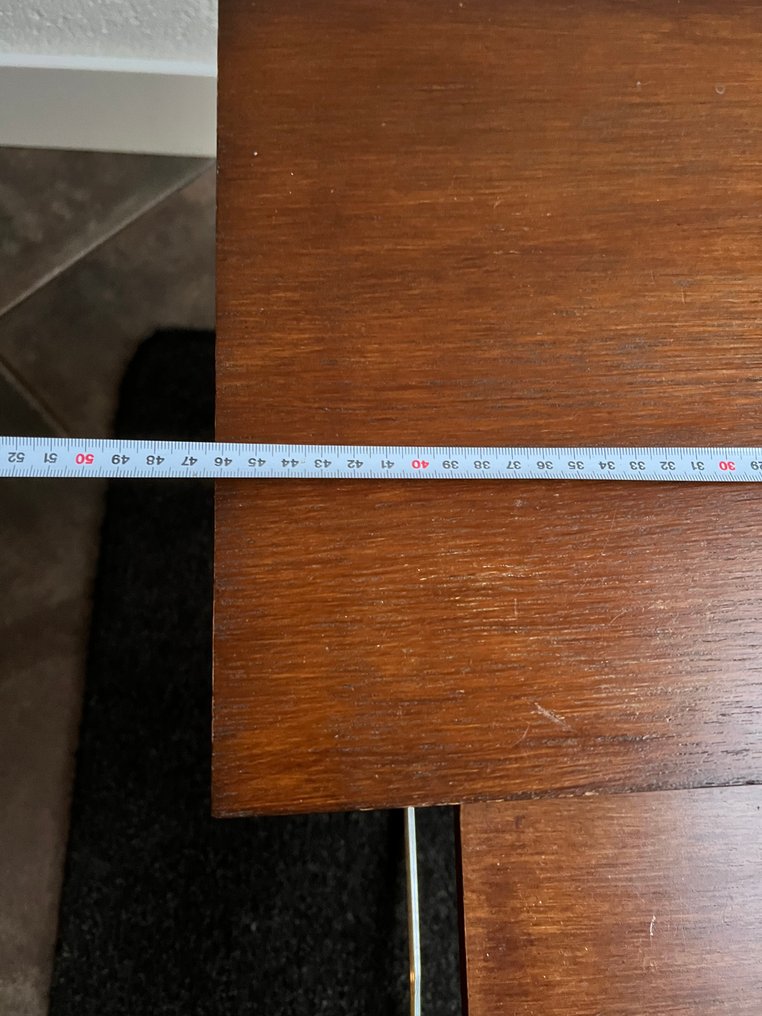 Brabantia - Nesting tables (3) - Mini set of Brabantia vintage side tables. - veneer wood metal - mahogany color veneer #3.2