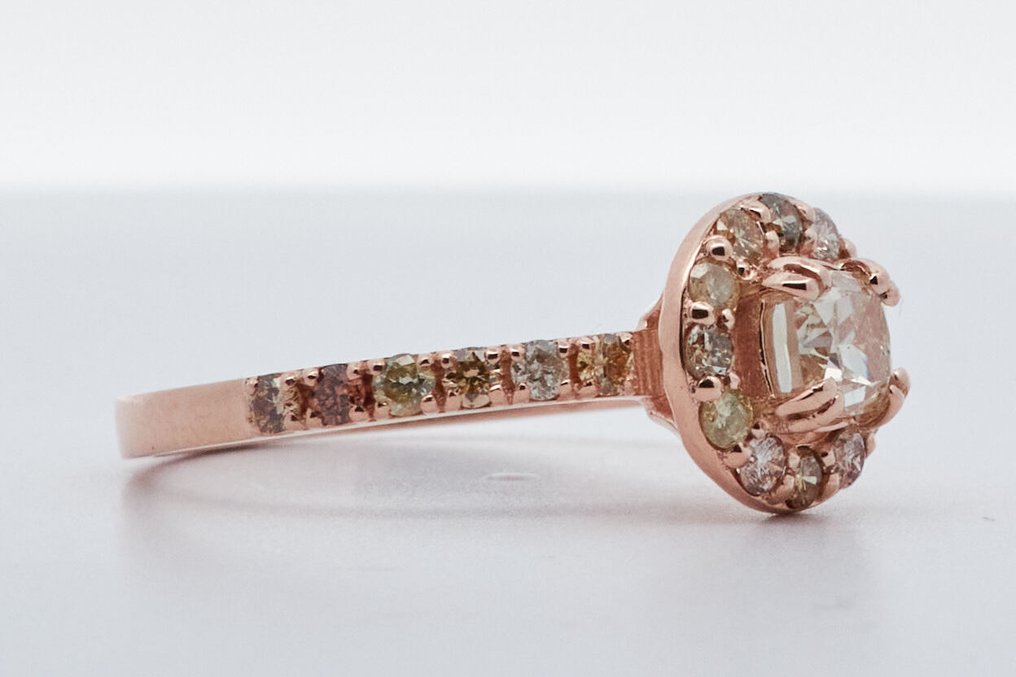 没有保留价 - 戒指 - 14K包金 黄金 -  0.97ct. tw. 钻石 (天然色彩的) #1.0