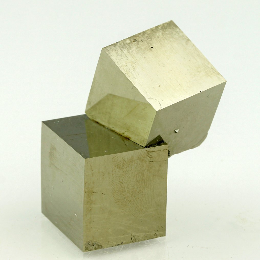 Άριστη λαμπρότητα! Διπλή πυρίτης. κρύσταλλος συστάδα - Ύψος: 4.6 cm - Πλάτος: 3.7 cm- 106 g #1.0