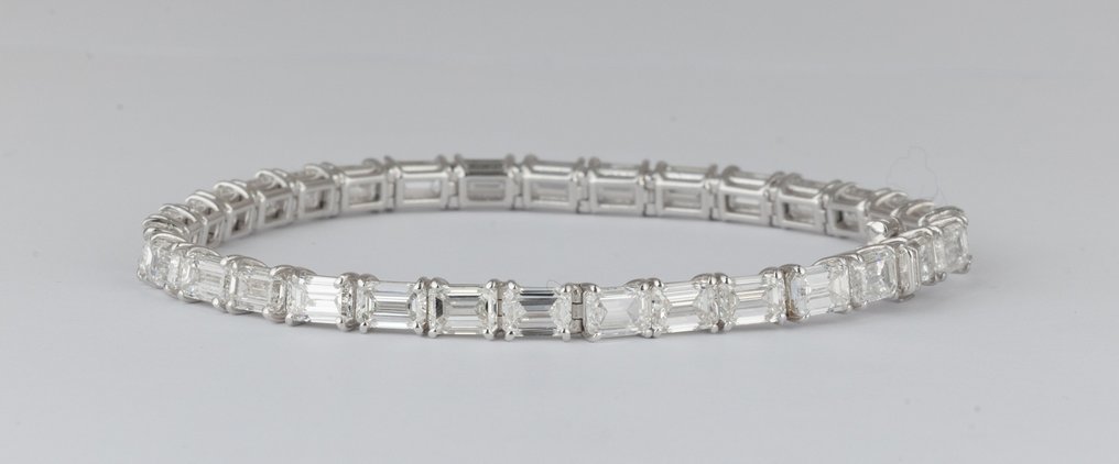 手镯 - 18K包金 白金 - 16.00ct. tw. 钻石 (实验室培育) - 翡翠 #3.2