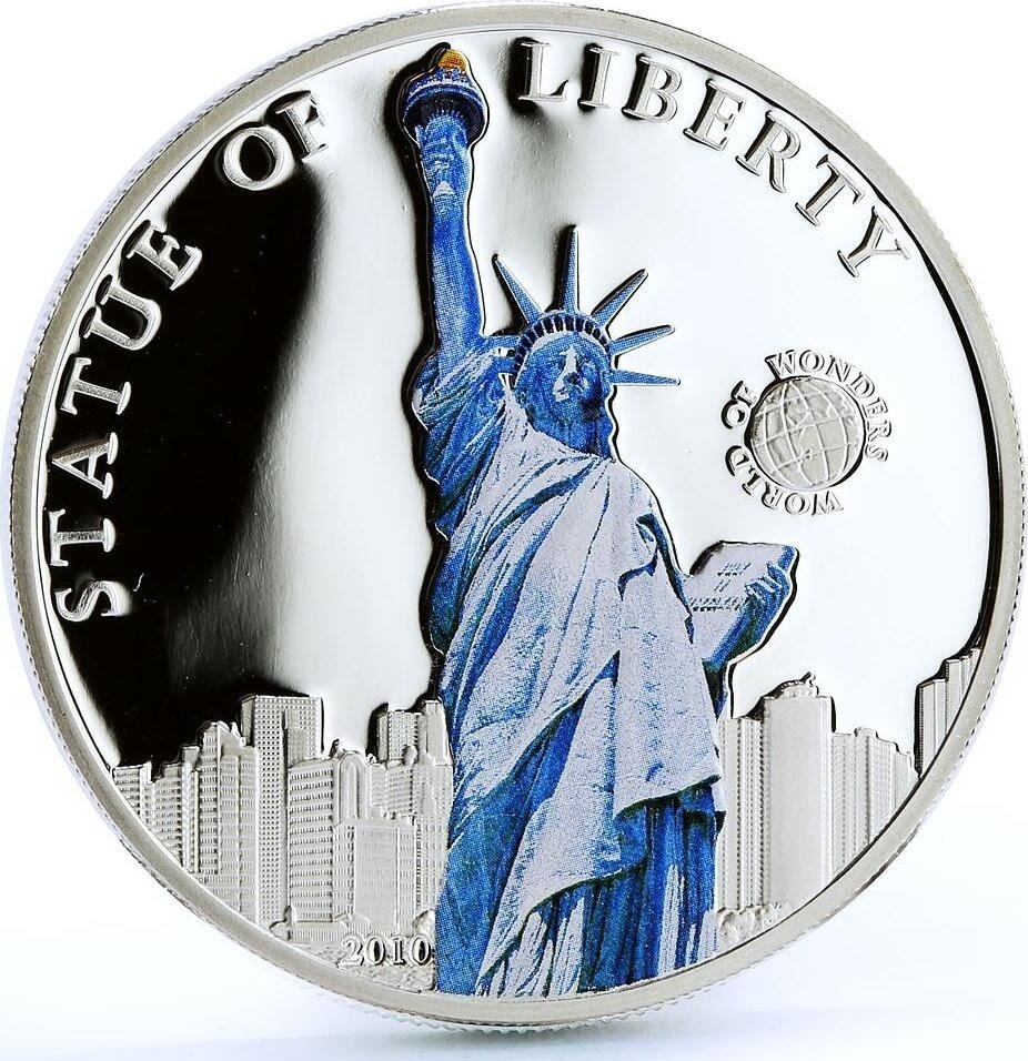 Palau. 5 Dollars 2010 World of Wonders - Statue of Liberty .925 Silber proof (No reserve price) #1.0