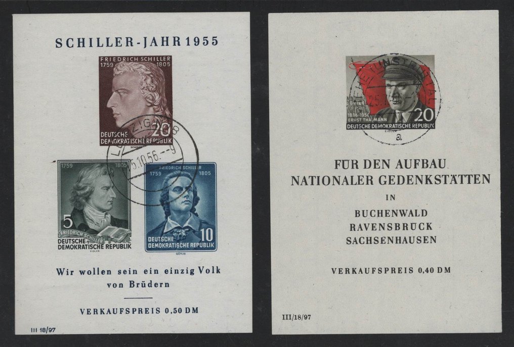 Duitse Democratische Republiek (DDR) - Blocks uit 1954-1958 volledig, twee gecontroleerd. - Michel Bl. 10-15 #3.2