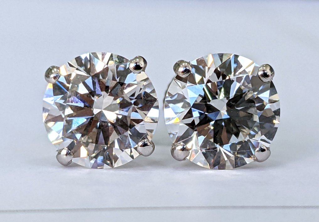 Ingen reservasjonspris - Øredobber - 14 karat Hvitt gull -  3.16ct. tw. Diamant (Lab-dyrket) - IGI Sertifisert #1.0