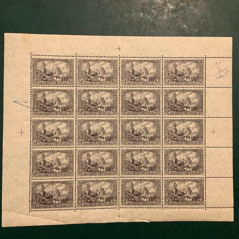 Duitse Rijk 1915 - 3 Mark Kriegsdruck in volledig vel - Michel 96 B II #1.0