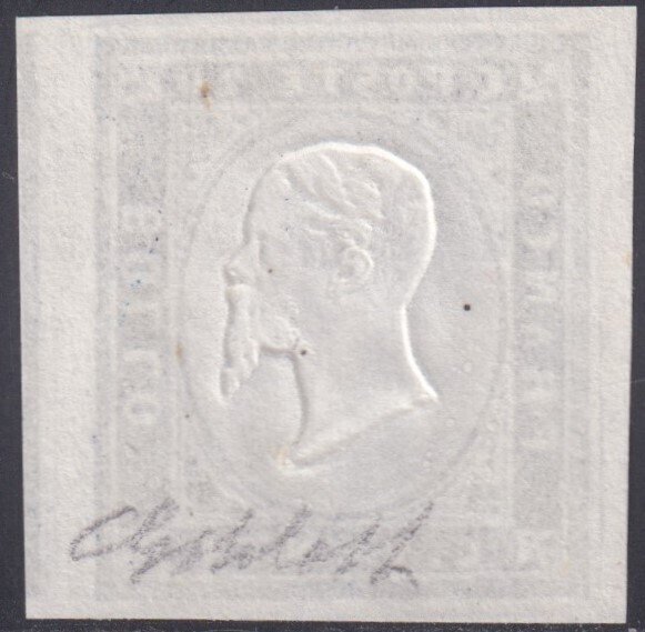 意大利古城邦-撒丁岛 1862 - IV^ Em. 20 c. II^ Tav. 深紫色萨斯15Ea，边缘巨大，F.G. Bolaffi 完整 MNH** #1.0