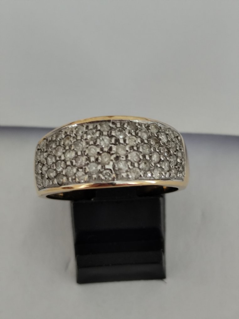 戒指 - 18K包金 黄金 -  1.00ct. tw. 钻石 (天然色彩的)  #2.1