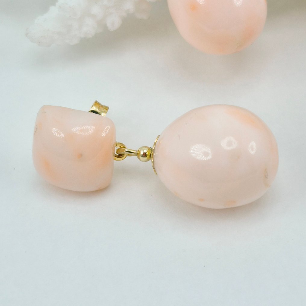 Κοράλλι - Ασημί, Gold-plated - Σκουλαρίκια - Ροζ κοράλλι #3.2