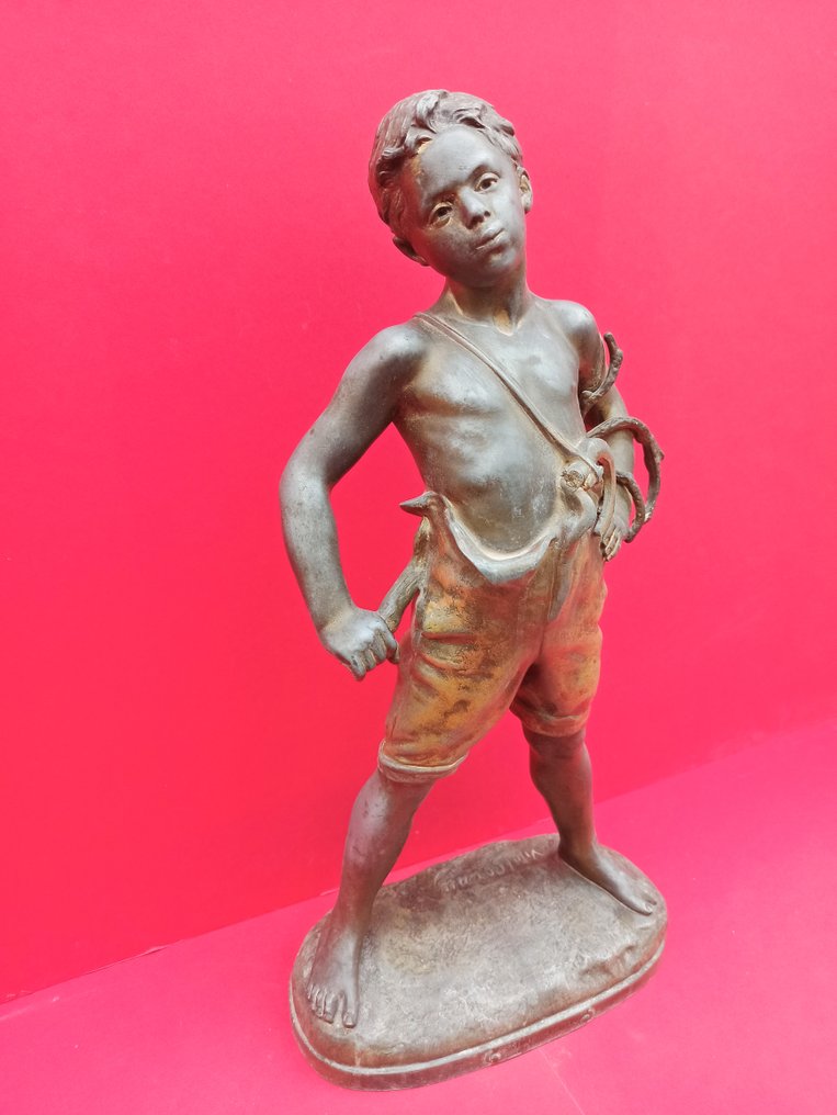 Fabrication Française - Charles Vital-Cornu (1851/53-1927) - Sculpture, Le Siffleur - 38 cm - Spelter #2.1