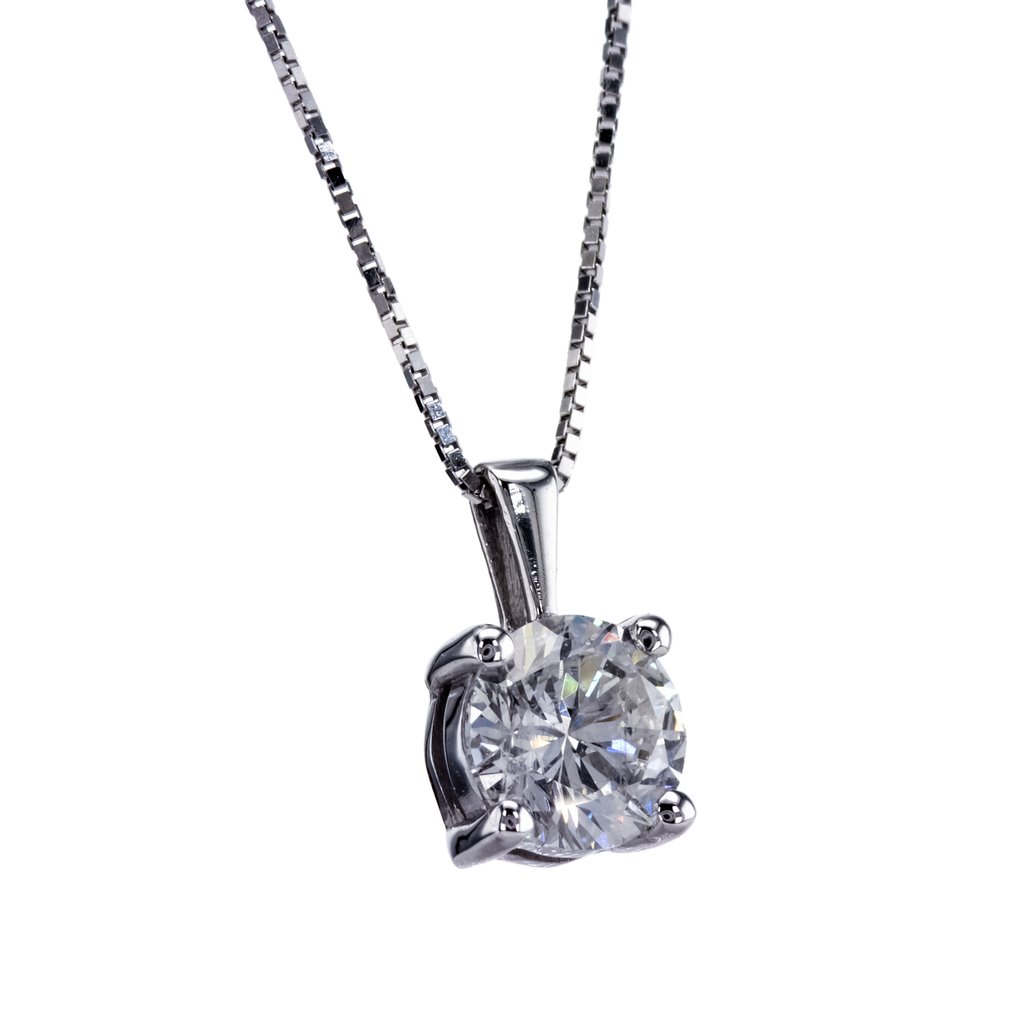 Zonder minimumprijs - Halsketting - 14 karaat Witgoud -  1.02ct. tw. Diamant (Natuurlijk) #1.0