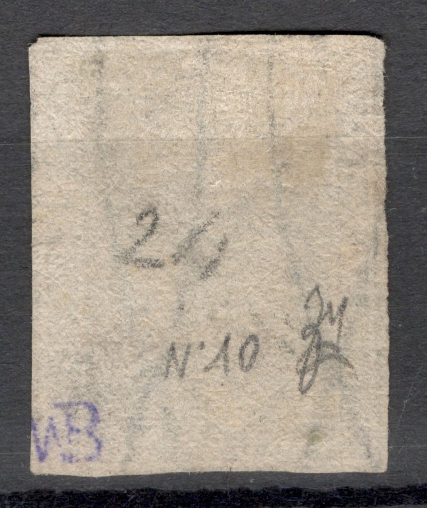 Italian Ancient States - Tuscany 1857 - Second Issue: 1 Quattro Noir New Without Gum - No reserve price - Sassone n.10 #1.0