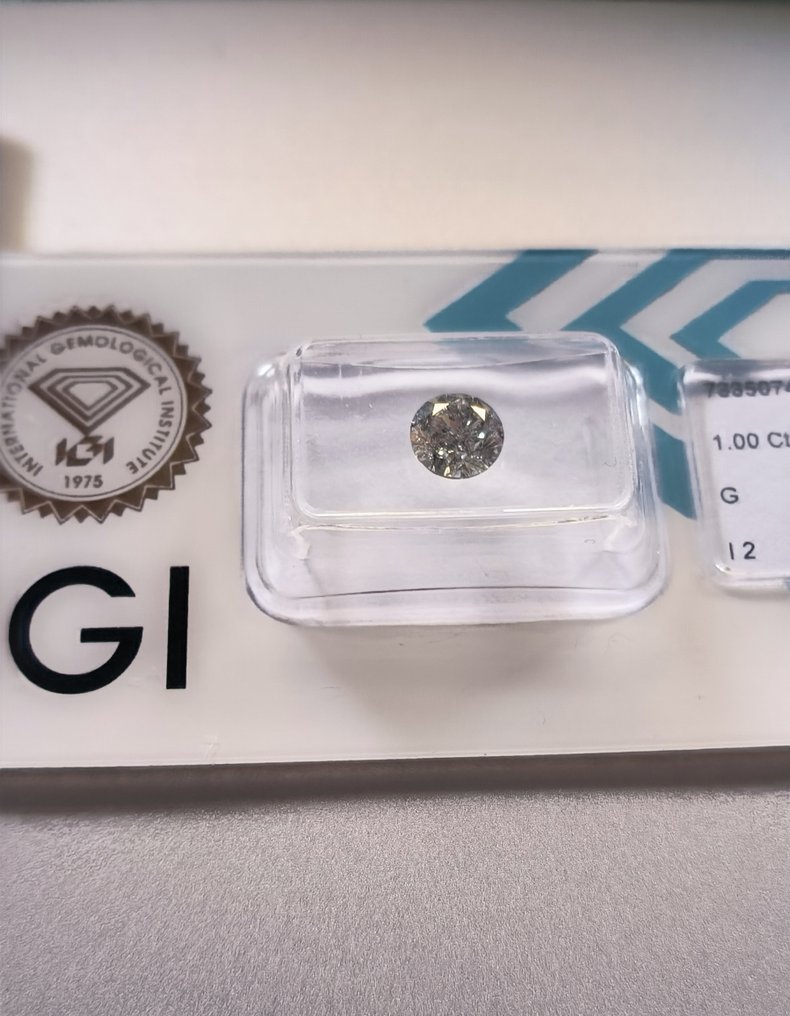 1 pcs 钻石  (天然)  - 1.00 ct - 圆形 - G - I2 内含二级 - 国际宝石研究院（IGI） #1.0