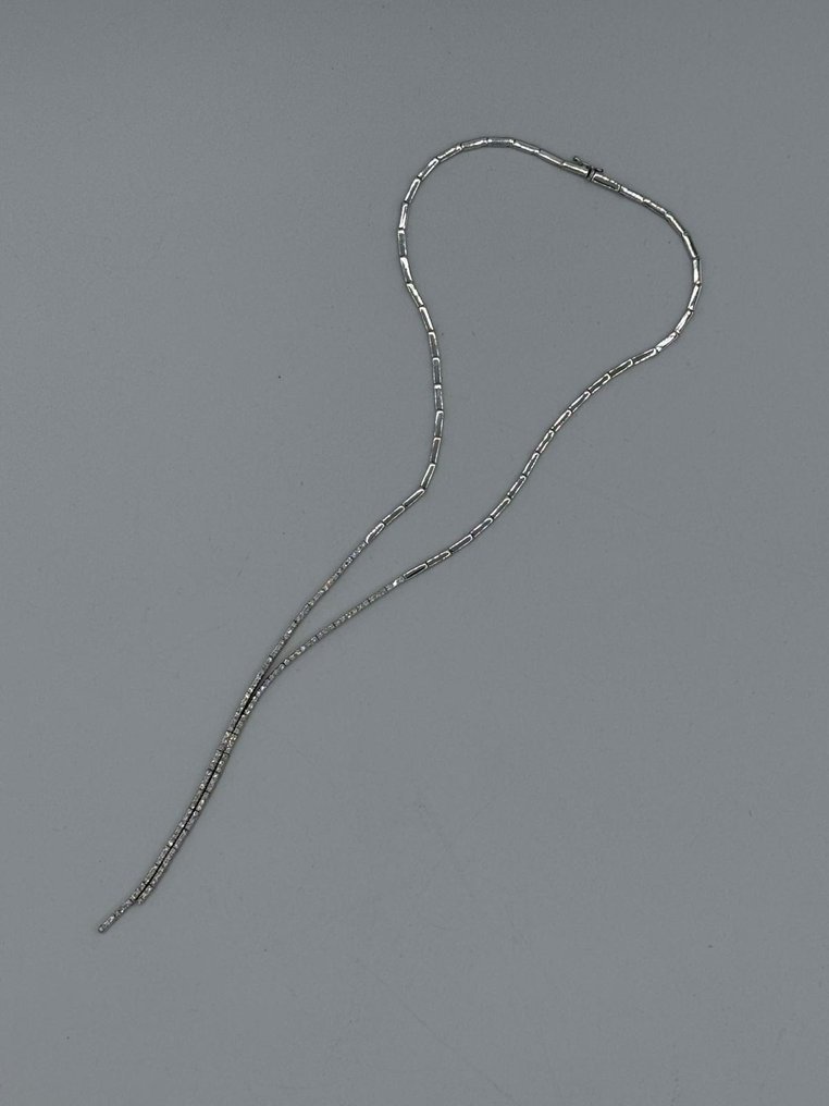 贴颈项链 - 18K包金 白金 -  0.90ct. tw. 钻石 (天然)  - 钻石 #1.0