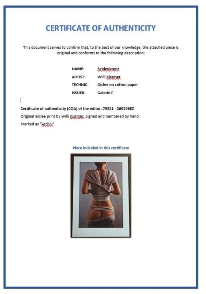 Willi Kissmer (1951-2018) - Mit Seidenkreuz (met een zijden kruis) #3.2