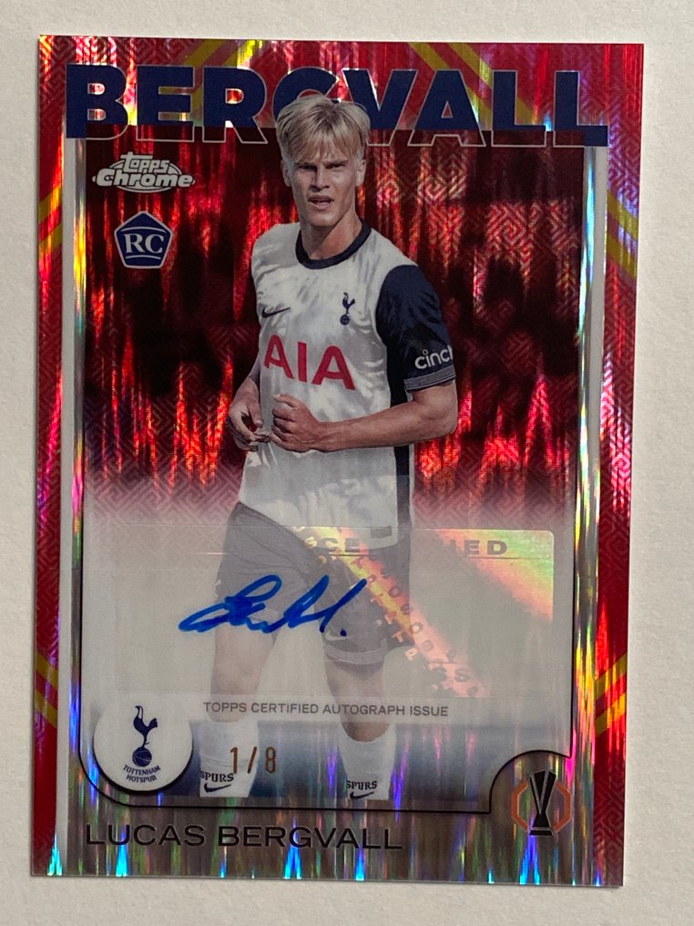 Topps Chrome Lucas Bergvall Rookie Auto 1/8 編號平行卡 - 1 Card - 八成新 (NM) #1.0