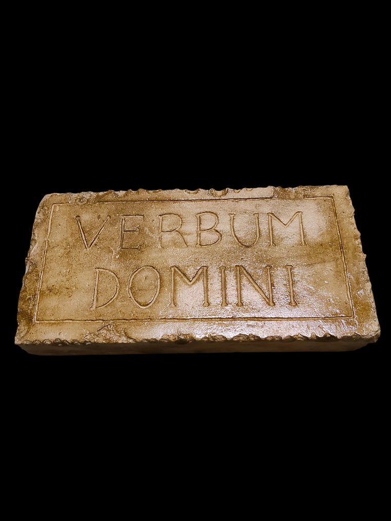Γλυπτό, Epigrafe " Verbum Domini " - 12 cm - ορυκτός λίθος #1.0