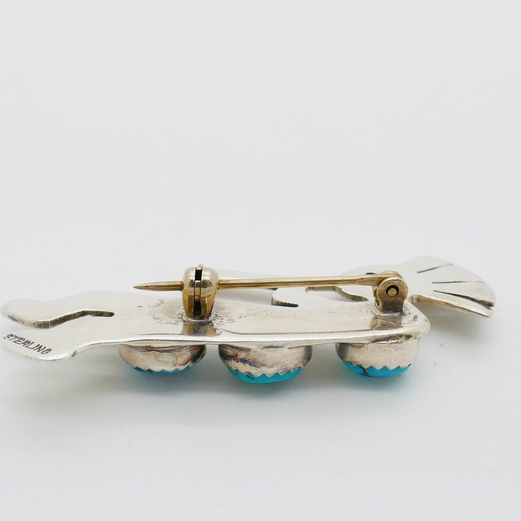 Broche - Kokopelli - turquesa - Navajo (Sem preço de reserva) #3.2