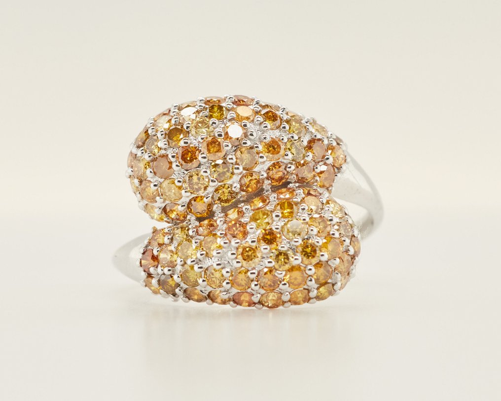 No reserve price - Ring - 14 kt. White gold - 2.10ct. tw. Diamond (Natural coloured) #1.0