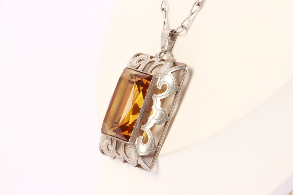 Fără preț de rezervă - Colier cu pandantiv Argint - mare făcut manual #3.2