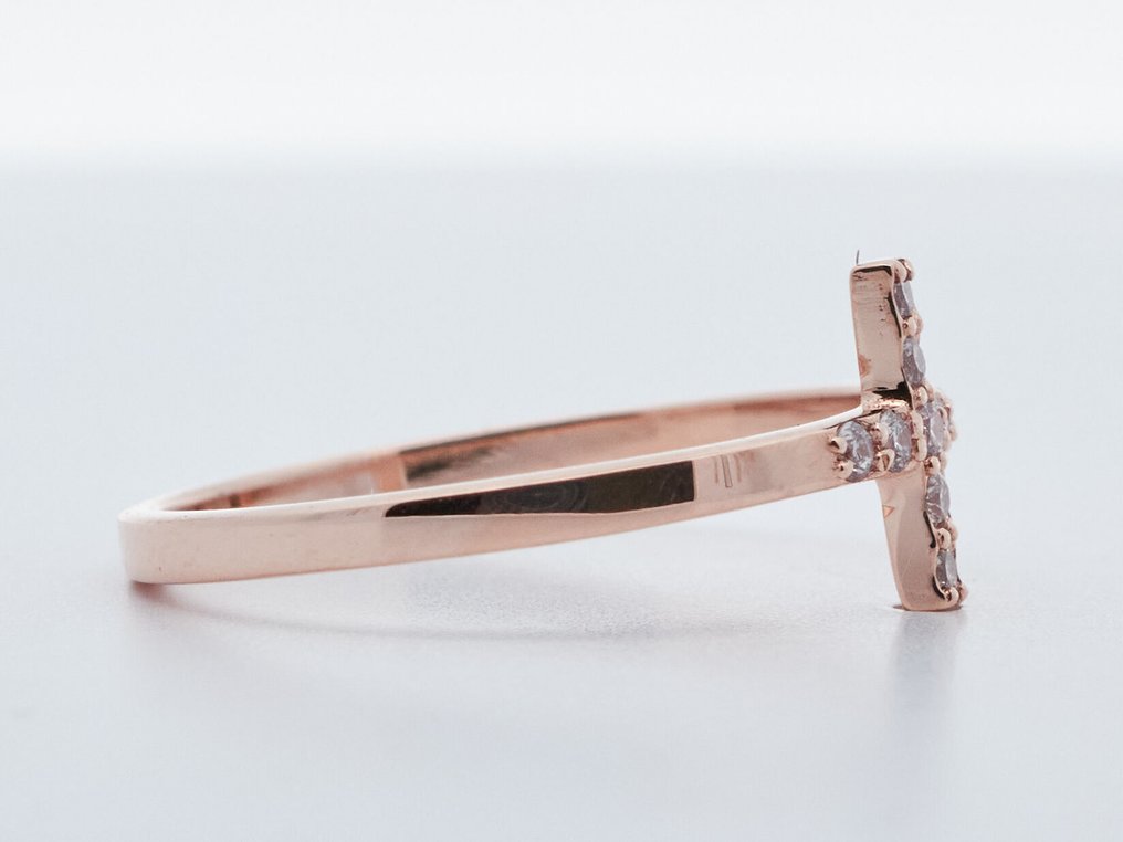 沒有保留價 - 戒指 - 14 克拉 玫瑰金 - 0.12ct. tw. 鉆石 (天然彩色) #2.1