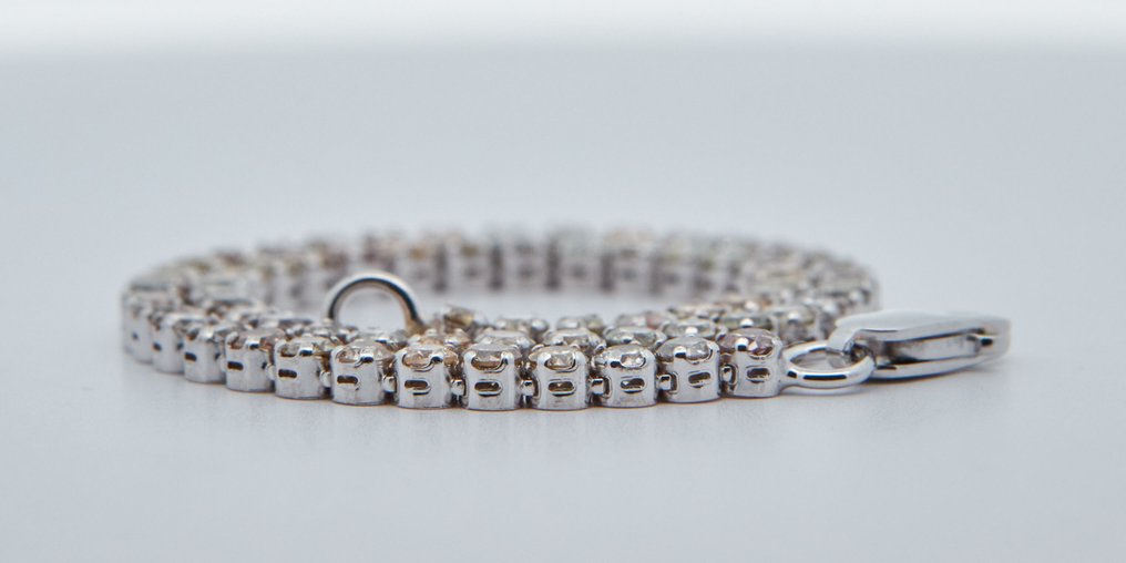 χωρίς τιμή ασφαλείας - Βραχιόλι - 14 καράτια Λευκός χρυσός -  2.70ct. tw. Διαμάντι (Φυσικού χρώματος) #1.0