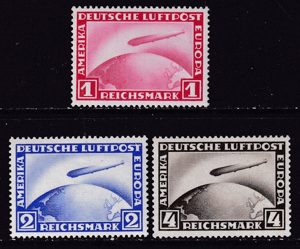 德意志帝國 1928/1931 - 航空邮寄发行 - Michel; 423/424,455 #1.0