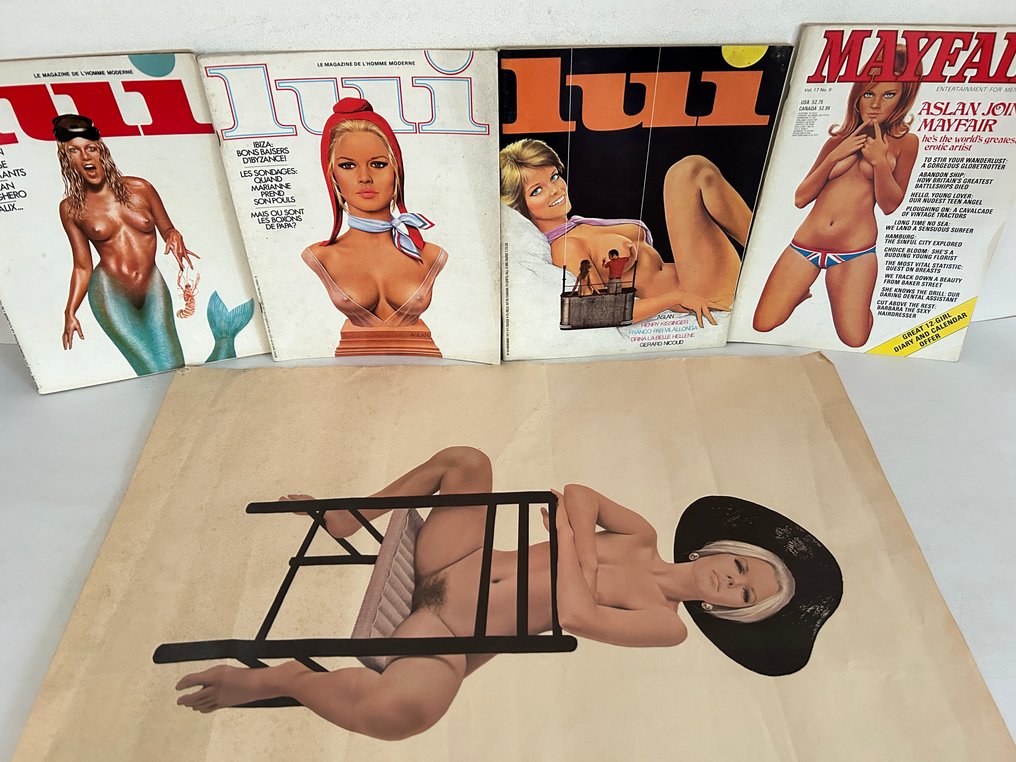 Aslan - 5 Υδατογραφία υπογεγραμμένη Aslan + 4 περιοδικά, εξώφυλλα LUI και Mayfair με Aslan. - Pin Up #2.1