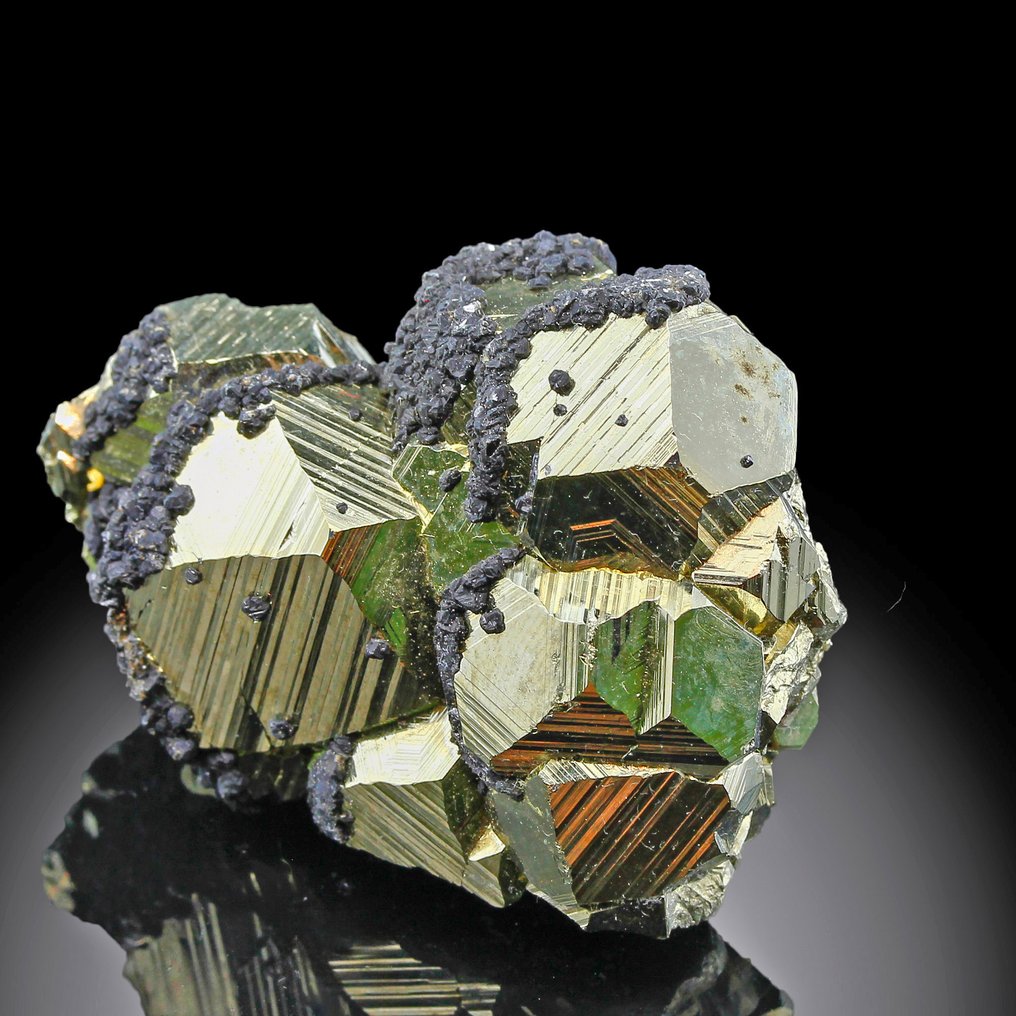 Premium Quality! Pyrite with Sphalerite Crystals - Height: 4.8 cm - Width: 4.1 cm- 107 g #1.0