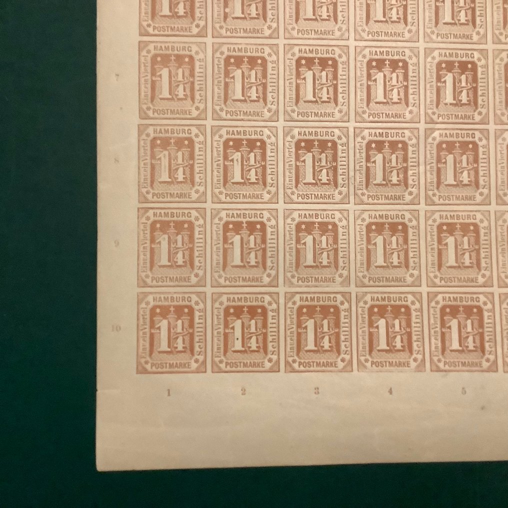 Αμβούργο 1866 - 1,25 Σέντσιλινγκ σε πλήρες φύλλο - ND - Michel 20 #2.1