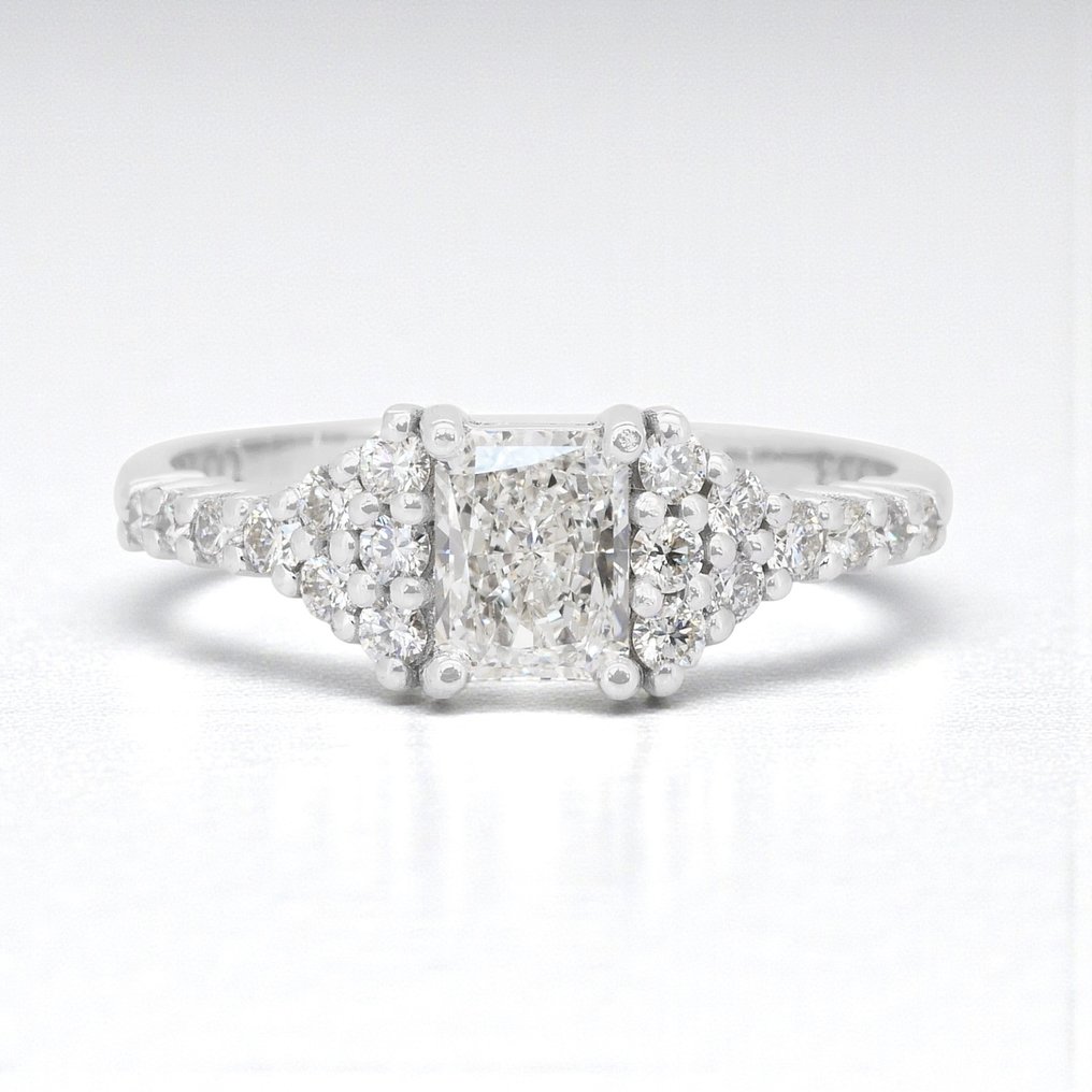 Ei pohjahintaa - Sormus - 18 kt. Valkokulta -  1.09ct. tw. Timantti (Luonnollinen) - Timantti - Igi sertifikaatti #1.0