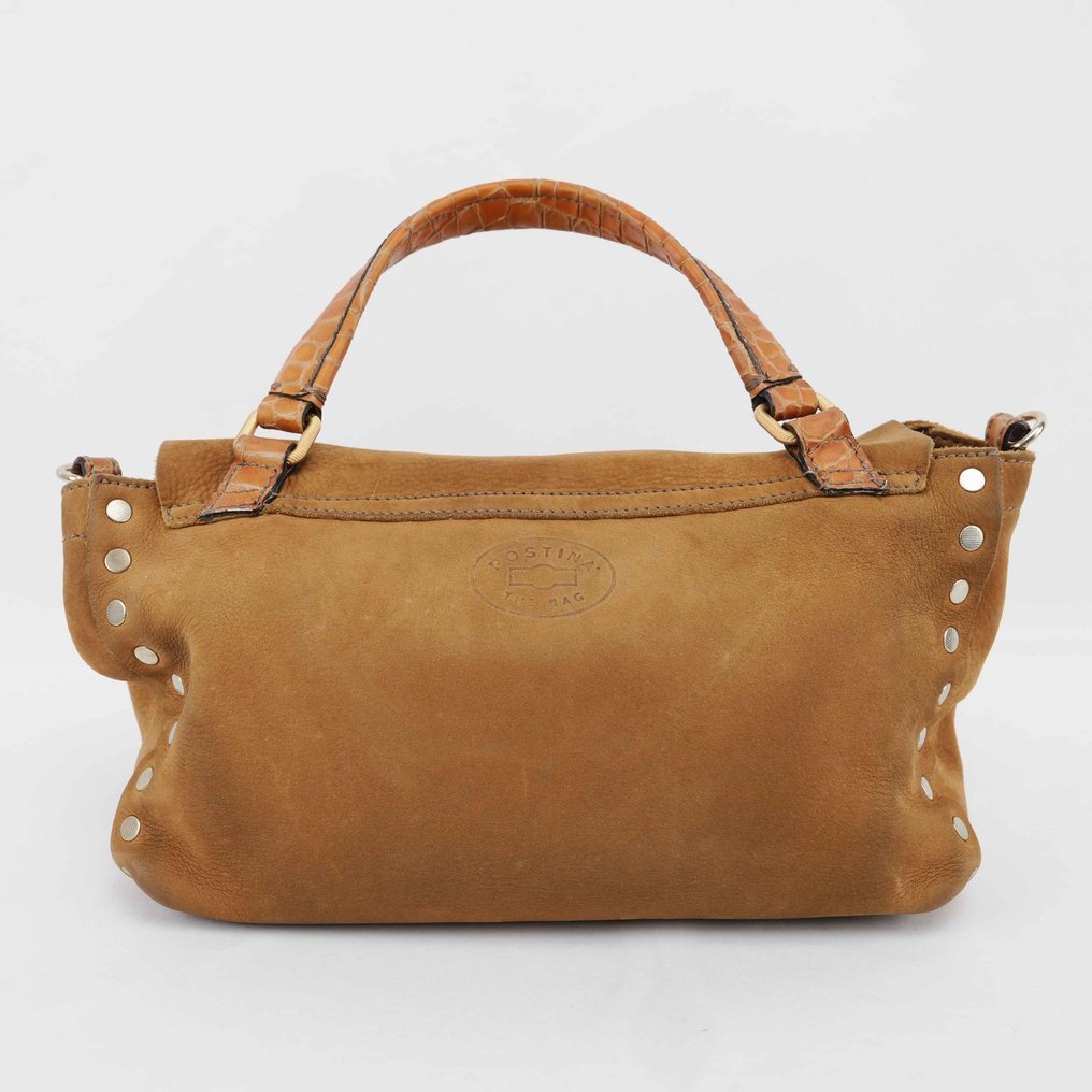 Zanellato - Postina Small Top Handle Bag – Brown Suede & Crocodile-Embossed Leather, Double Turn-Lock, Made in - Shoulder bag #4.3