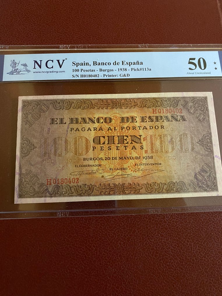 Espanha. - 100 Pesetas 1938 - Pick 113a (Sem preço de reserva) #1.0
