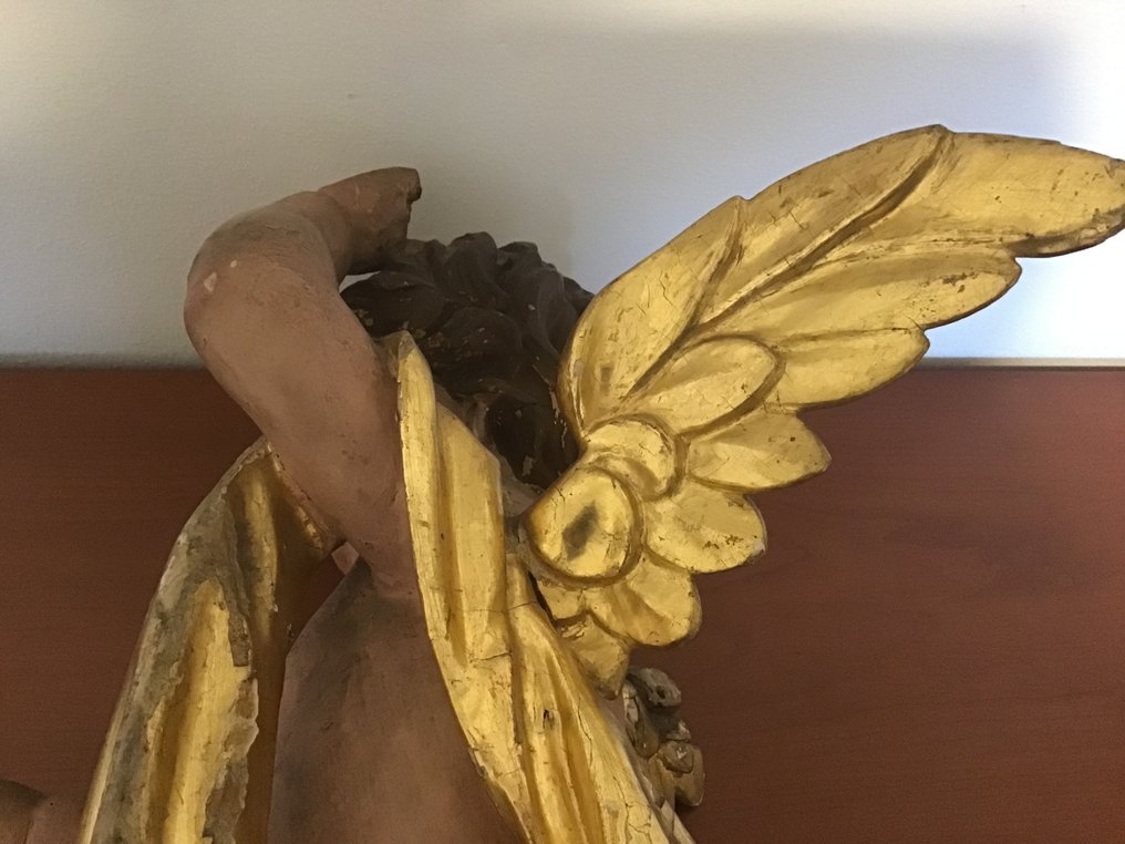 Skulptur, Putto alato - 53 cm - Polychromes Holz #3.2