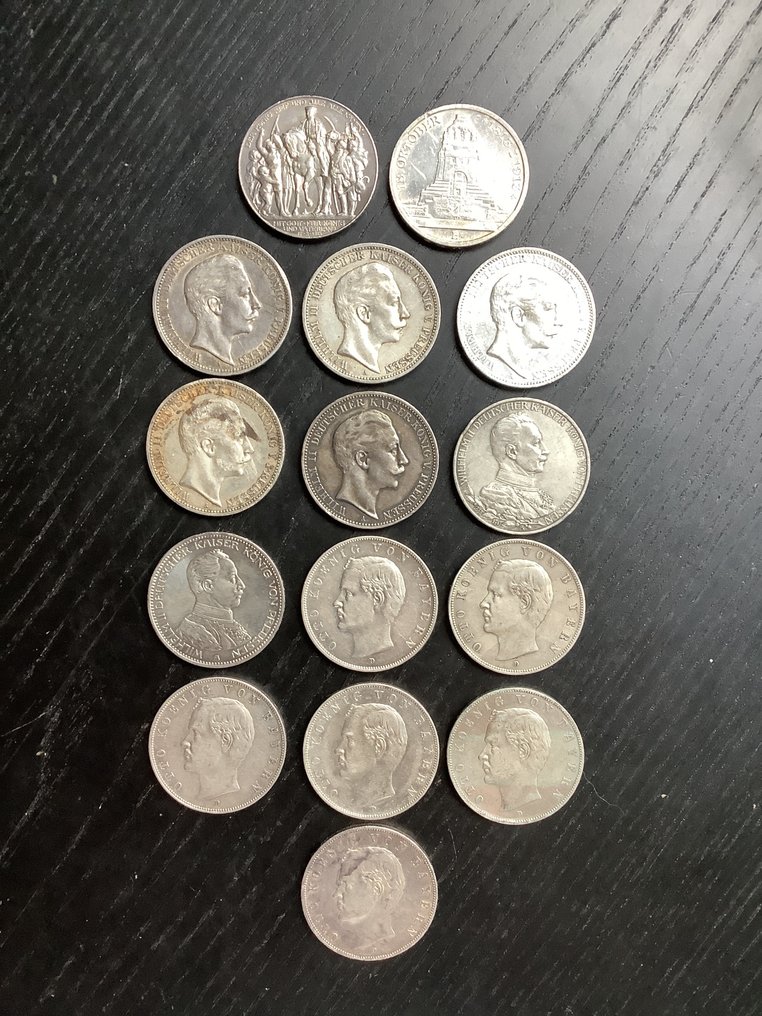 德国， 帝国 3 Mark 15x 1908/1914, various issues  (没有保留价) #1.0