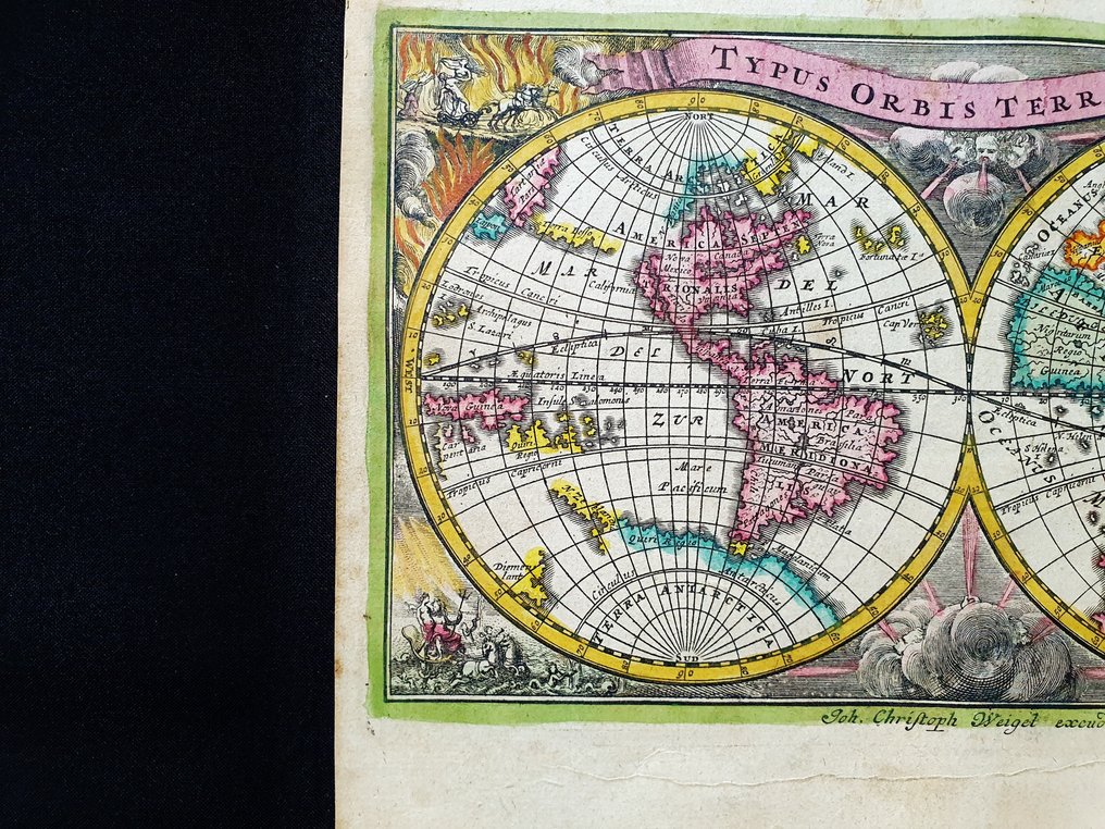 Mappamondo - Mapa świata / Planisfera / Glob ziemski; Christopher Weigel & David Kohler - Typus Orbis Terrarum - 1701-1720 #4.3