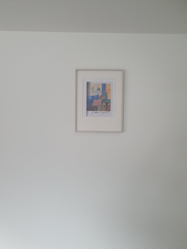 Signed; David Hockney - offset (signed & framed) "Model with Unfinished Self-Portrait, 1977" - 1977 #3.2
