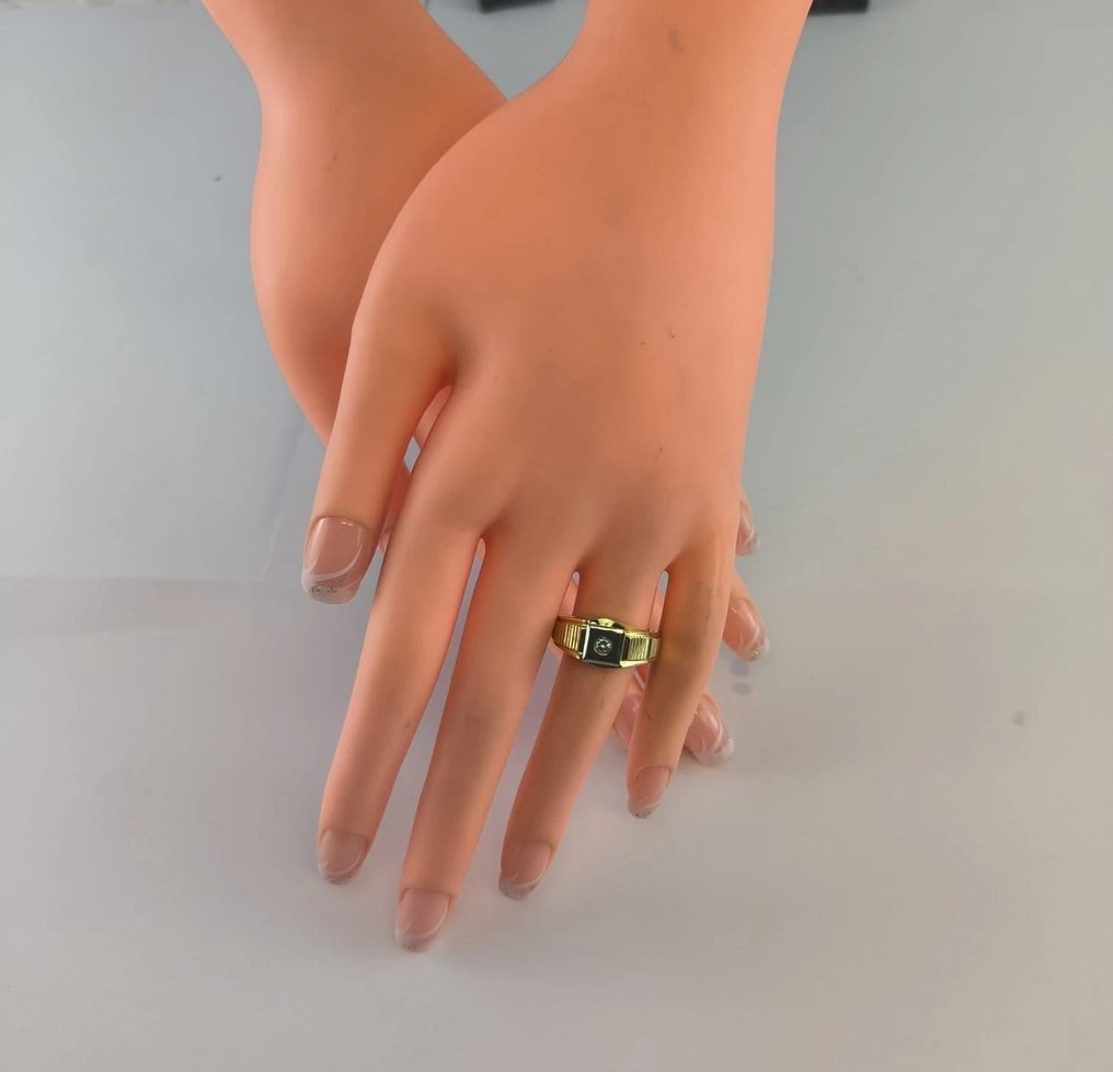 Bague - 18 carats Or jaune, Or blanc - 0.10ct. tw. Diamant (Naturelle) - Certificat Unikat Bicolor #1.0