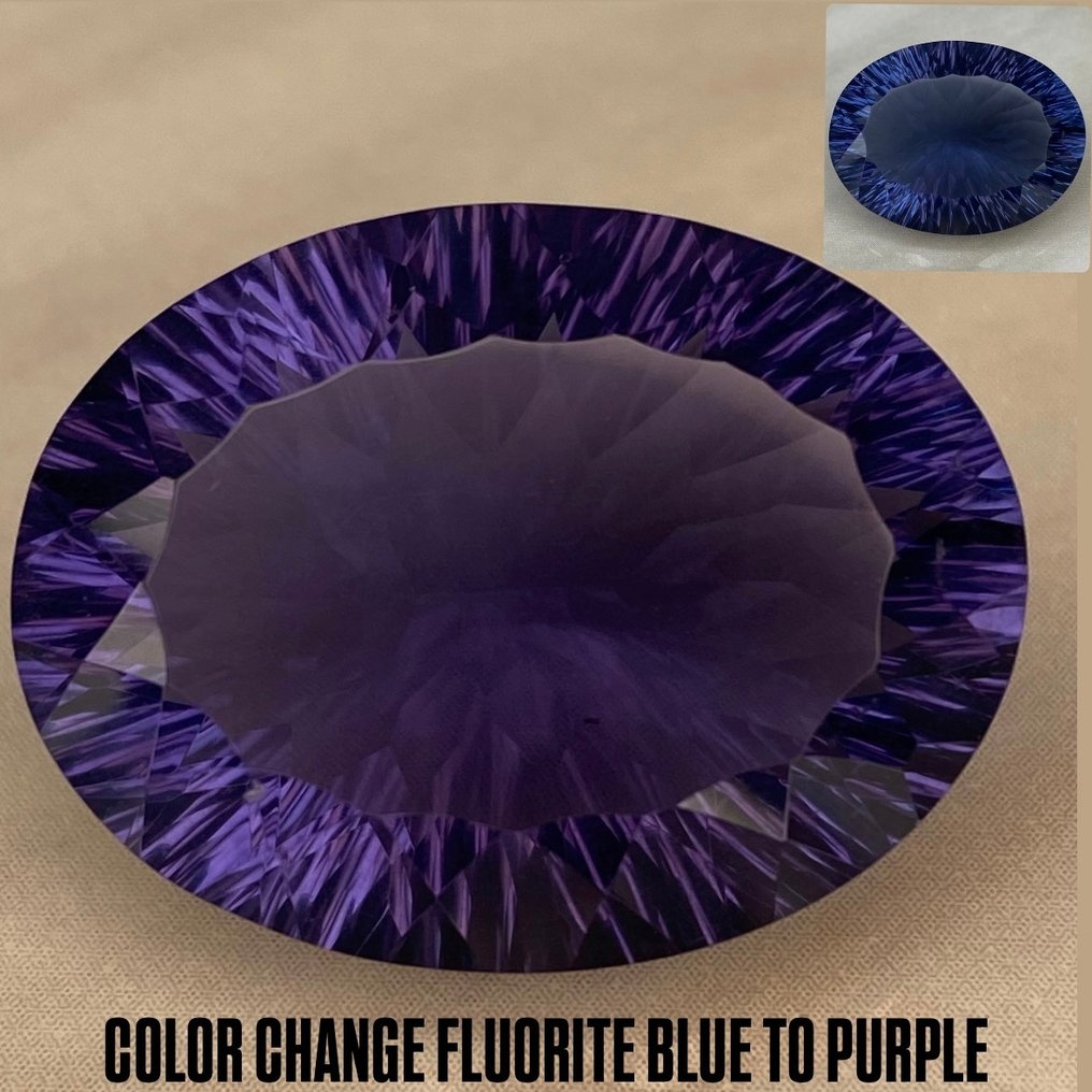 沒有保留價 螢石  - 45.16 ct - 國際有色寶石協會 (ICA GemLab) - 颜色变化：蓝色、紫色 #1.0