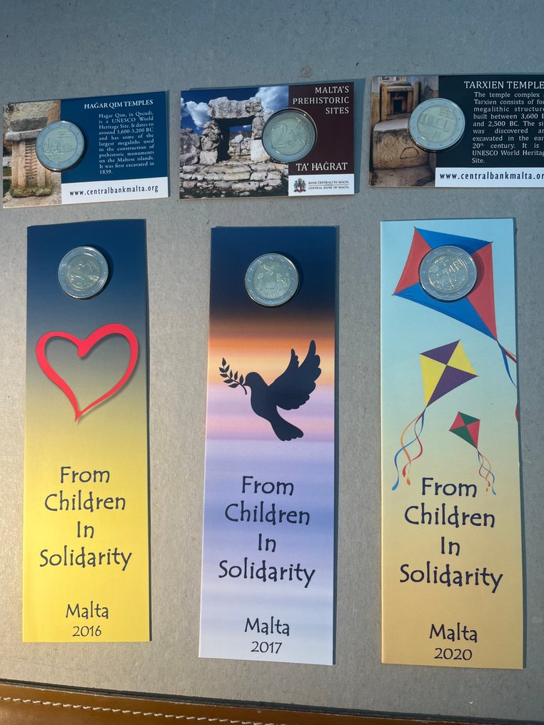 馬耳他. 2 Euro 2016/2021 (6 stuks)  (沒有保留價) #1.0