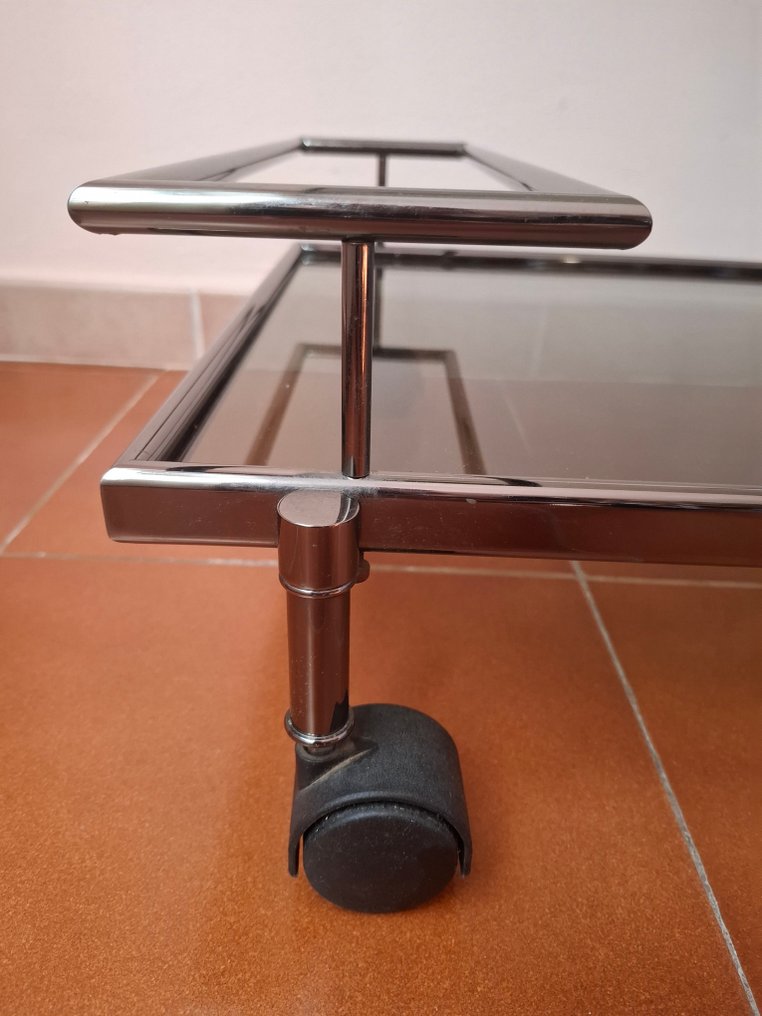 Side table - chromed metal - Vintage 70s bar cart #4.3
