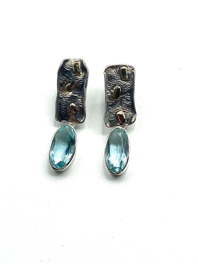 没有保留价 - 耳环 - 18K包金 银, 黄金 黄宝石 #1.0