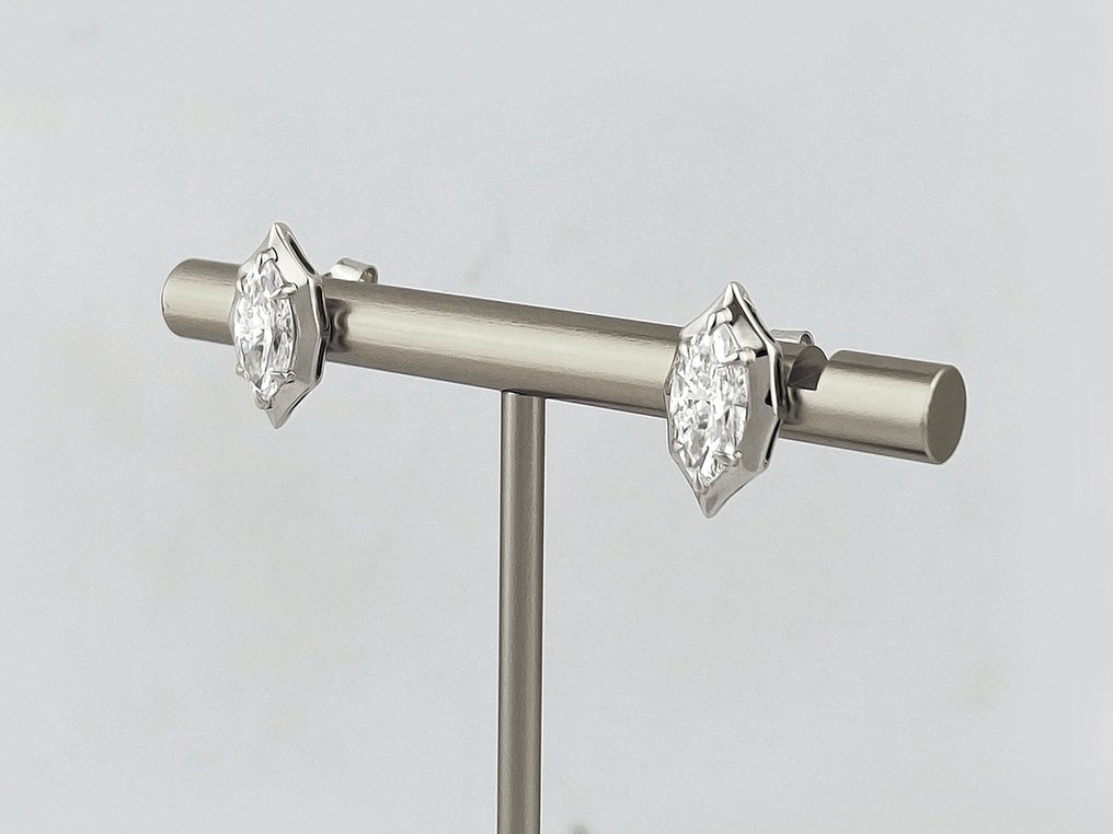 Øredobber - 14 karat Hvitt gull -  2.02ct. tw. Diamant (Lab-dyrket) #1.0