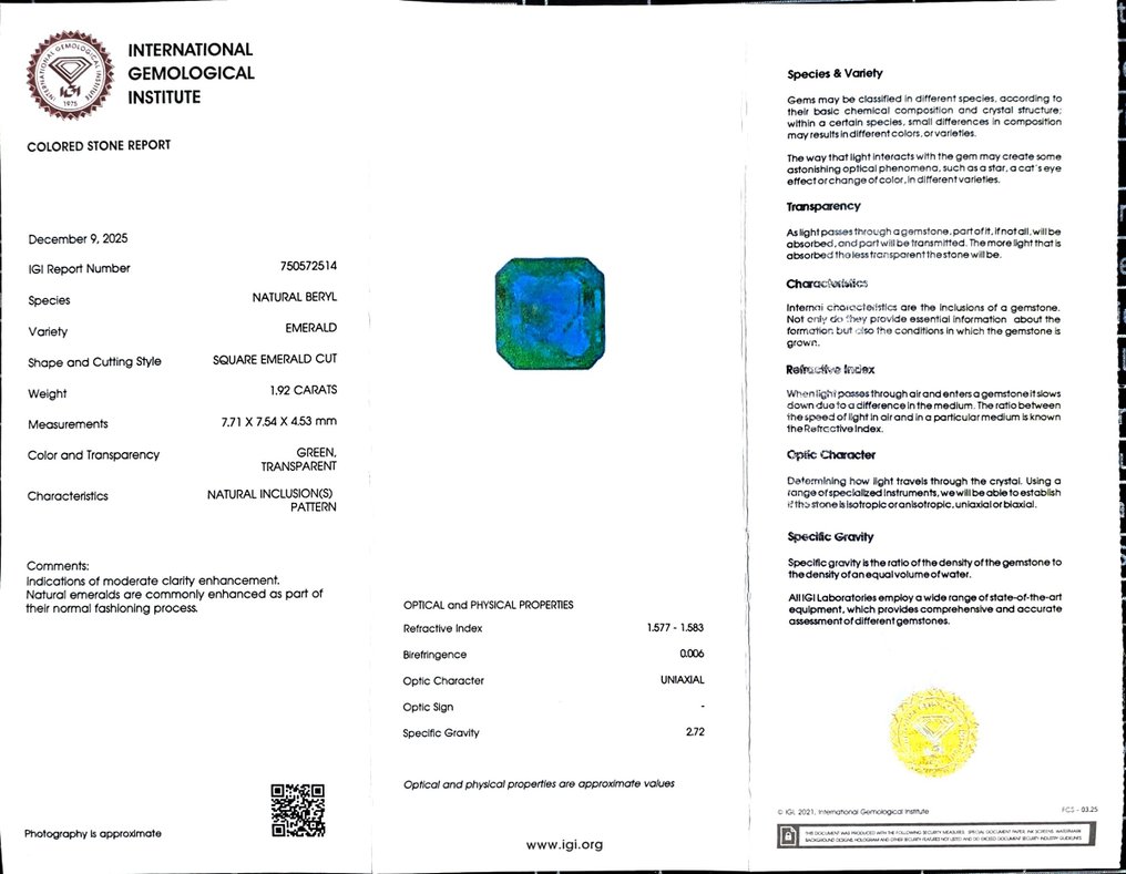 没有保留价 祖母绿  - 1.92 ct - 国际宝石研究院（IGI） #2.1