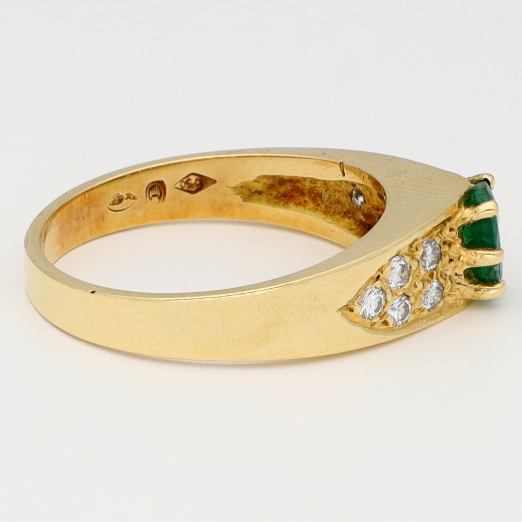 戒指 - 18K包金 黄金 钻石 (天然) - 翡翠 #4.3