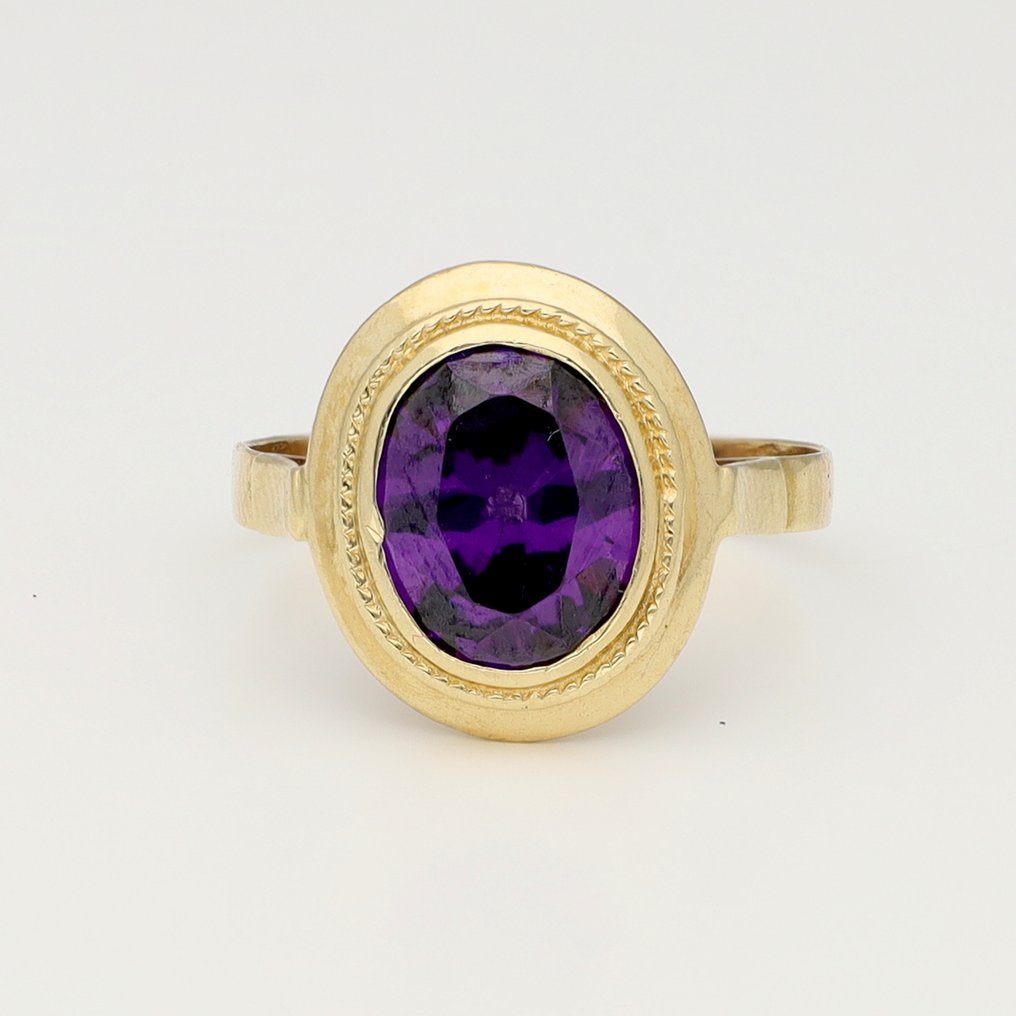 沒有保留價 - 戒指 - 14 克拉 黃金 - Amethist #1.0