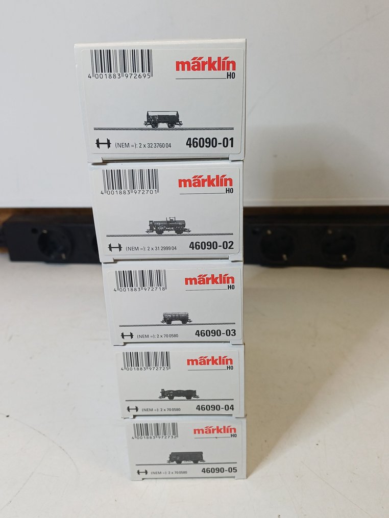 Märklin H0 - 46090 - Model train freight wagon set (5) - Set of five H0 goods wagons from Märklin in original outside packaging. Some couplings. - DRG #2.1
