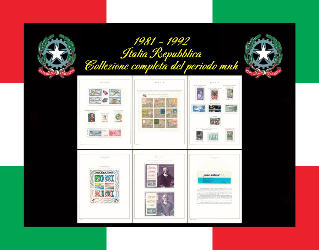 Ιταλική Δημοκρατία 1981/1992 - Όλες οι πλήρεις συλλογές με φύλλα και ένθετα της περιόδου MNH. Άριστη ποιότητα. - Sassone dal N 1545 al N 2033 #1.0